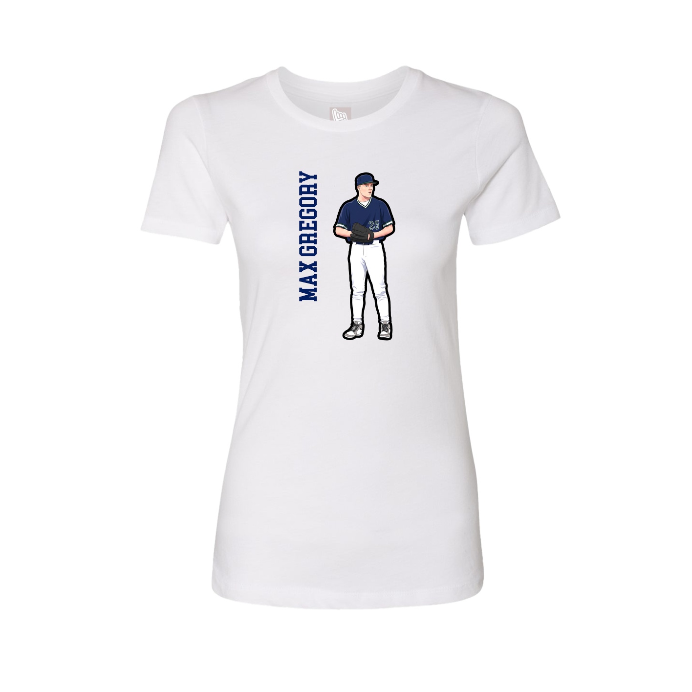 Fitted Women's Tee — Name Vertical in White