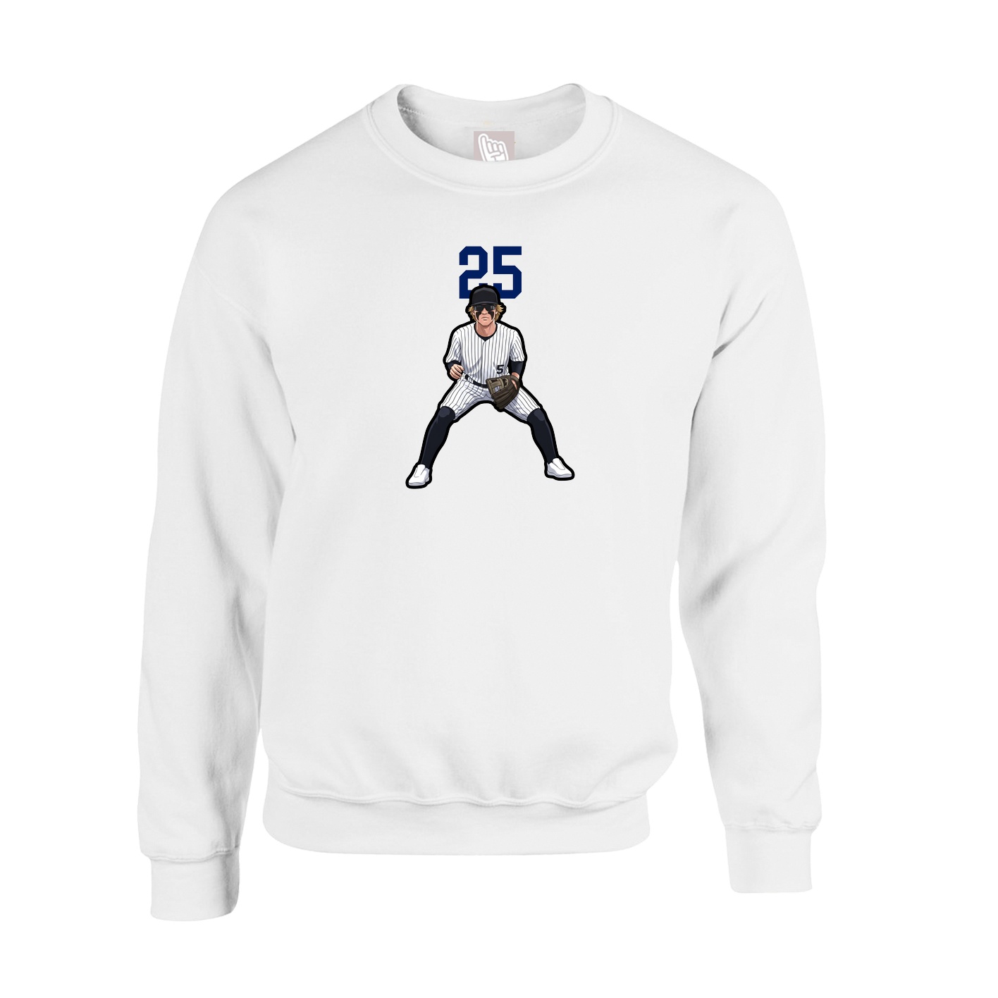 Fleece Crew — Number Top in White