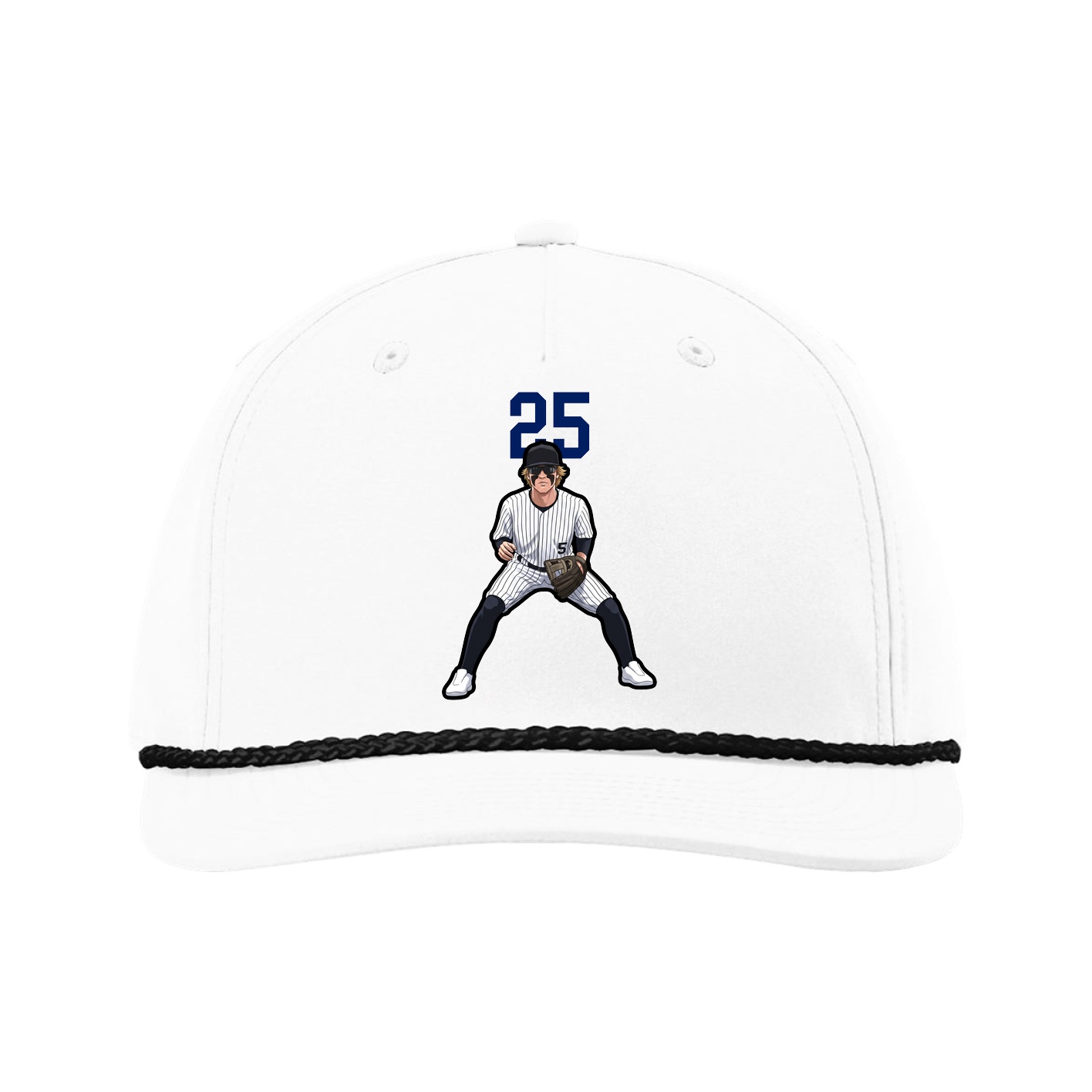 Five-Panel Classic Rope Cap — Number Top in White