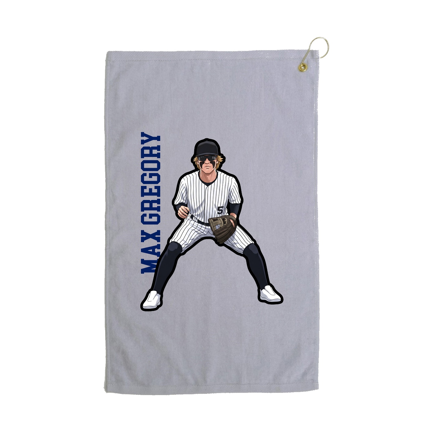 Golf Towel — Name Vertical in Grey
