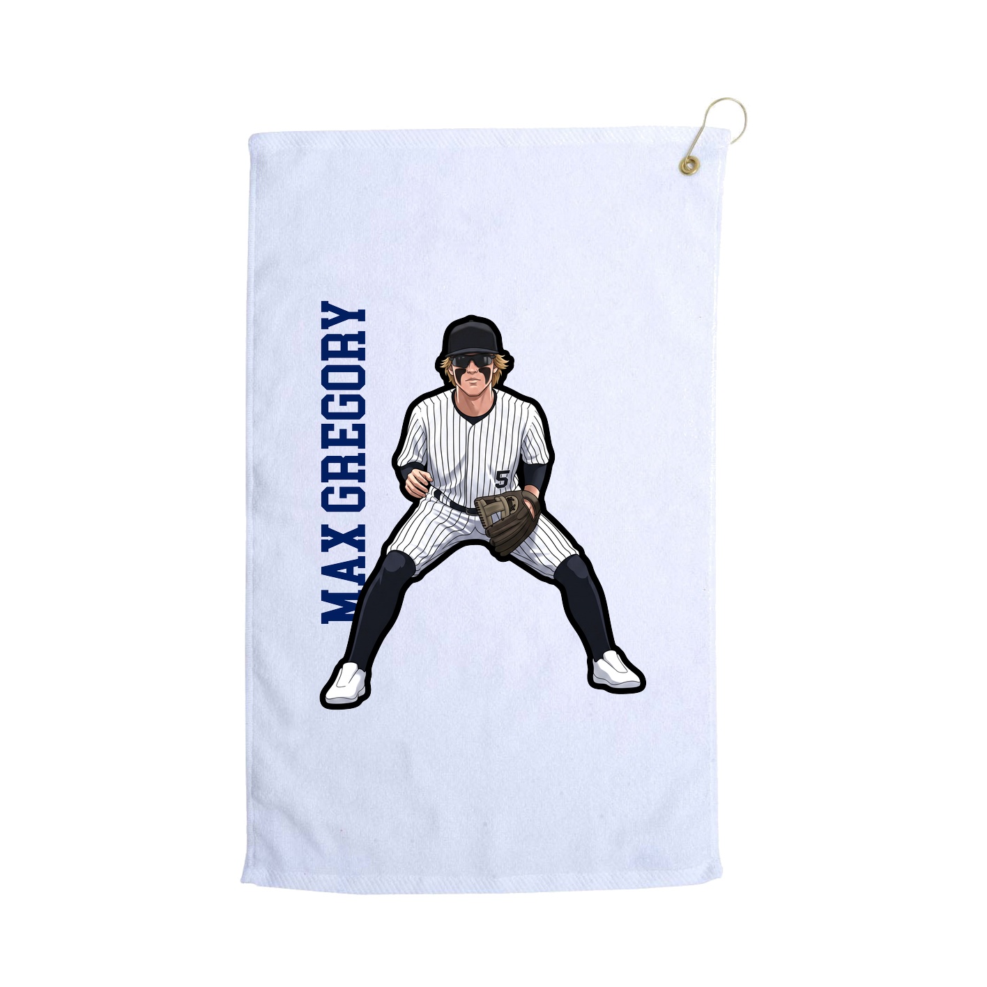 Golf Towel — Name Vertical in White