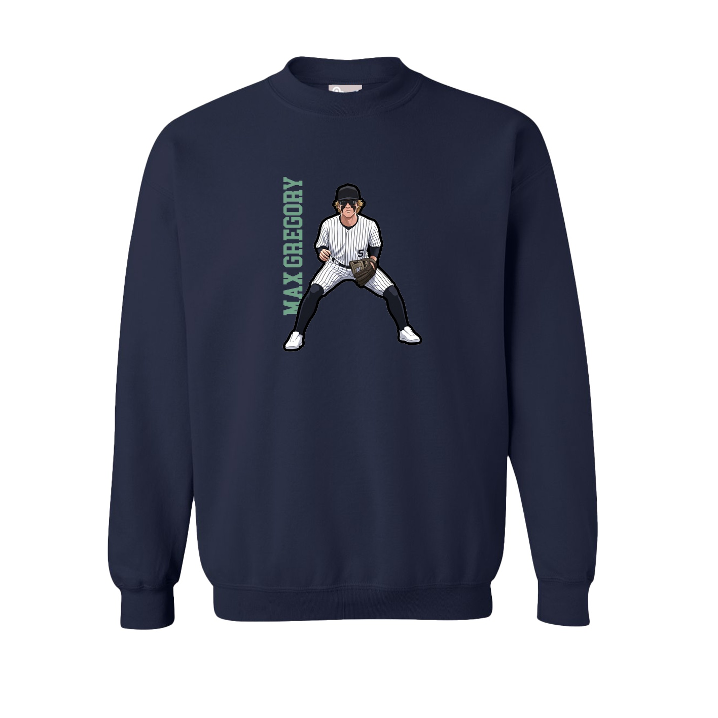 Fleece Crew — Name Vertical in Navy