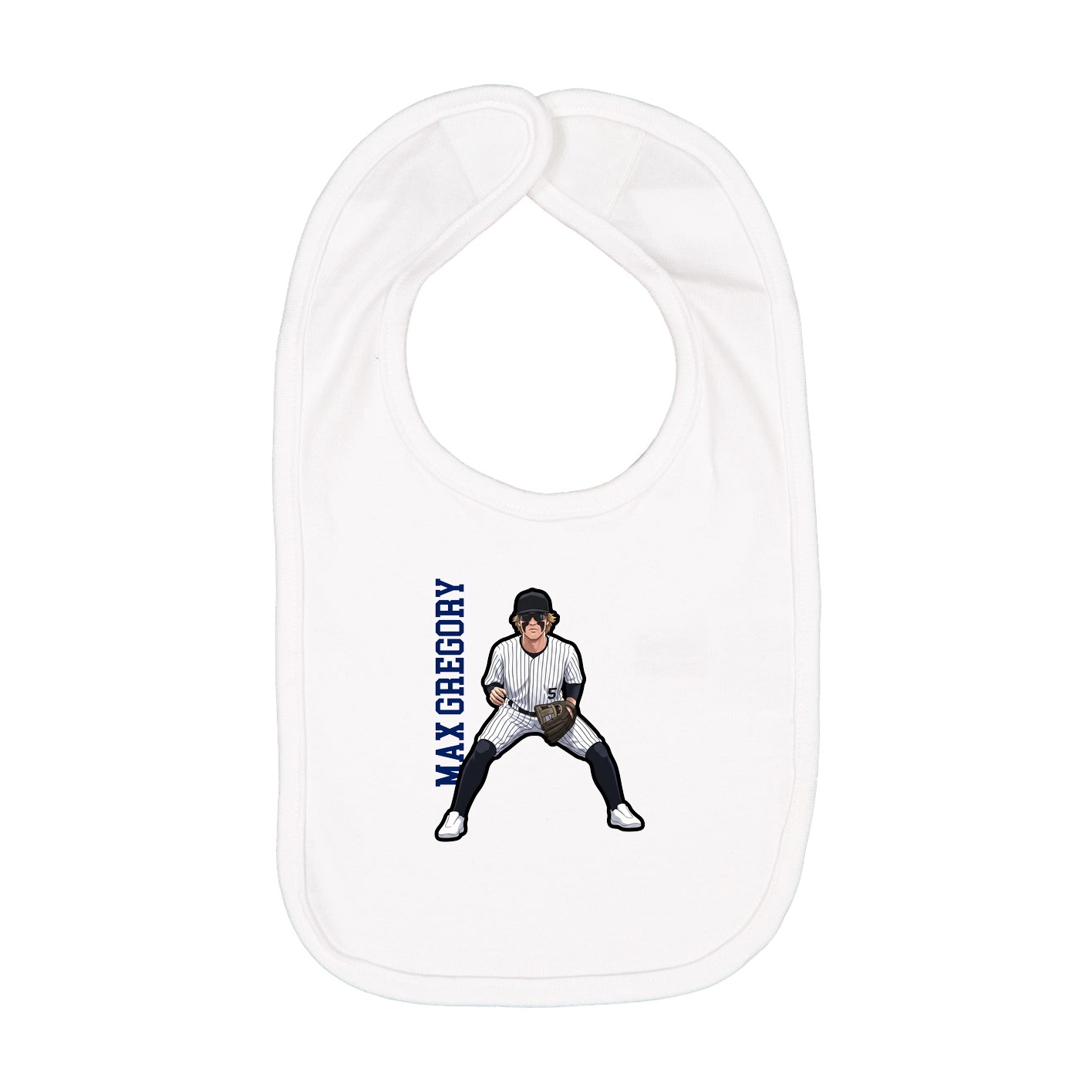 Infant Bib — Name Vertical in White