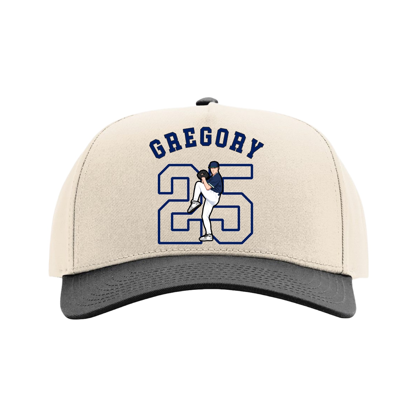 Full Fabric Five-Panel Champ Cap — Shirsey Arch in Cream/Black