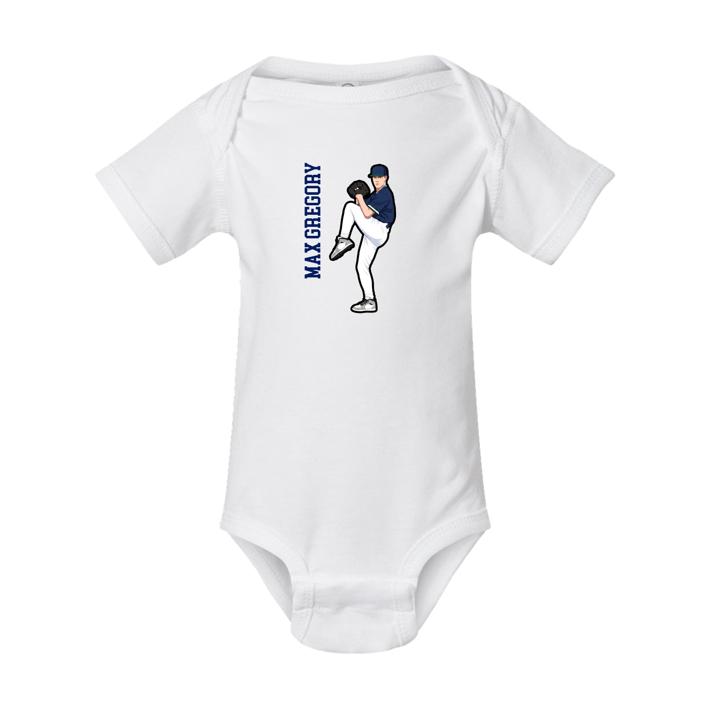 Baby Onesie — Name Vertical in White