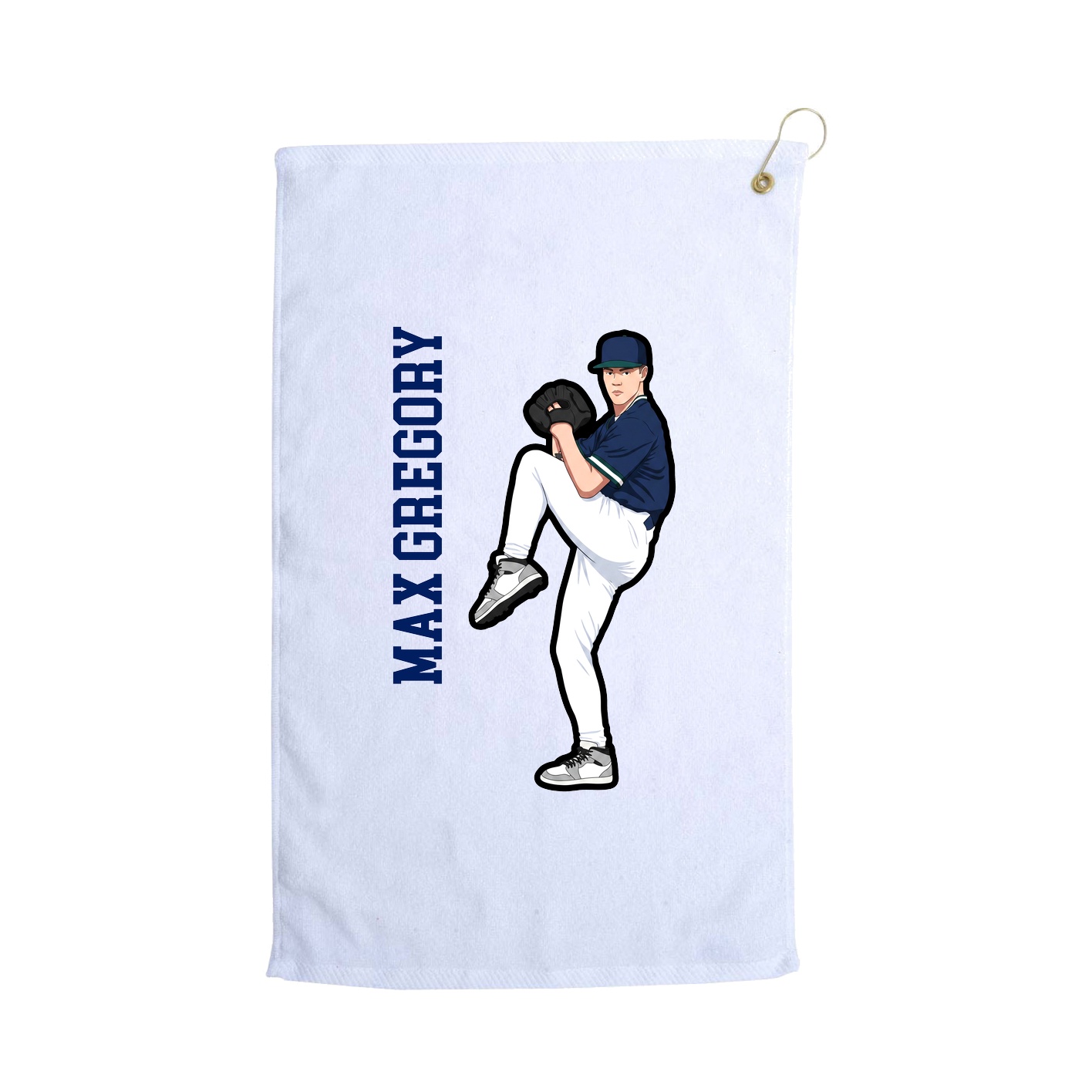 Golf Towel — Name Vertical in White