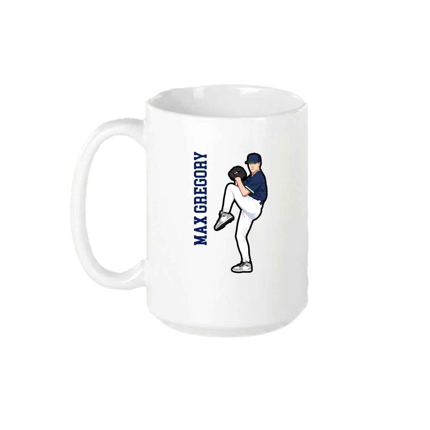15oz Coffee Mug — Name Vertical in White