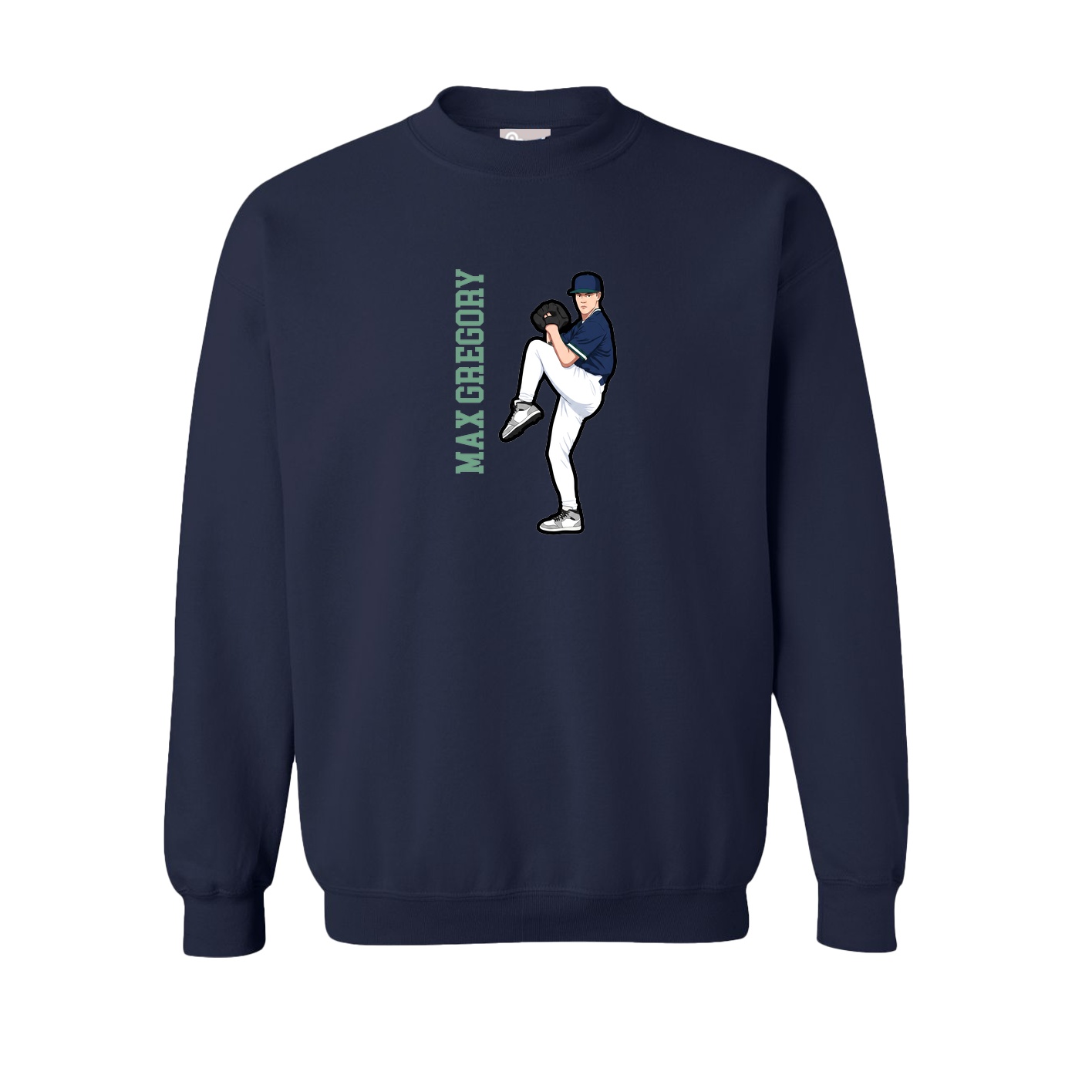 Fleece Crew — Name Vertical in Navy