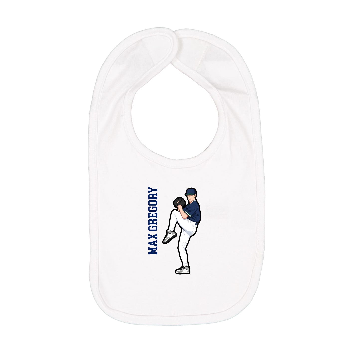 Infant Bib — Name Vertical in White