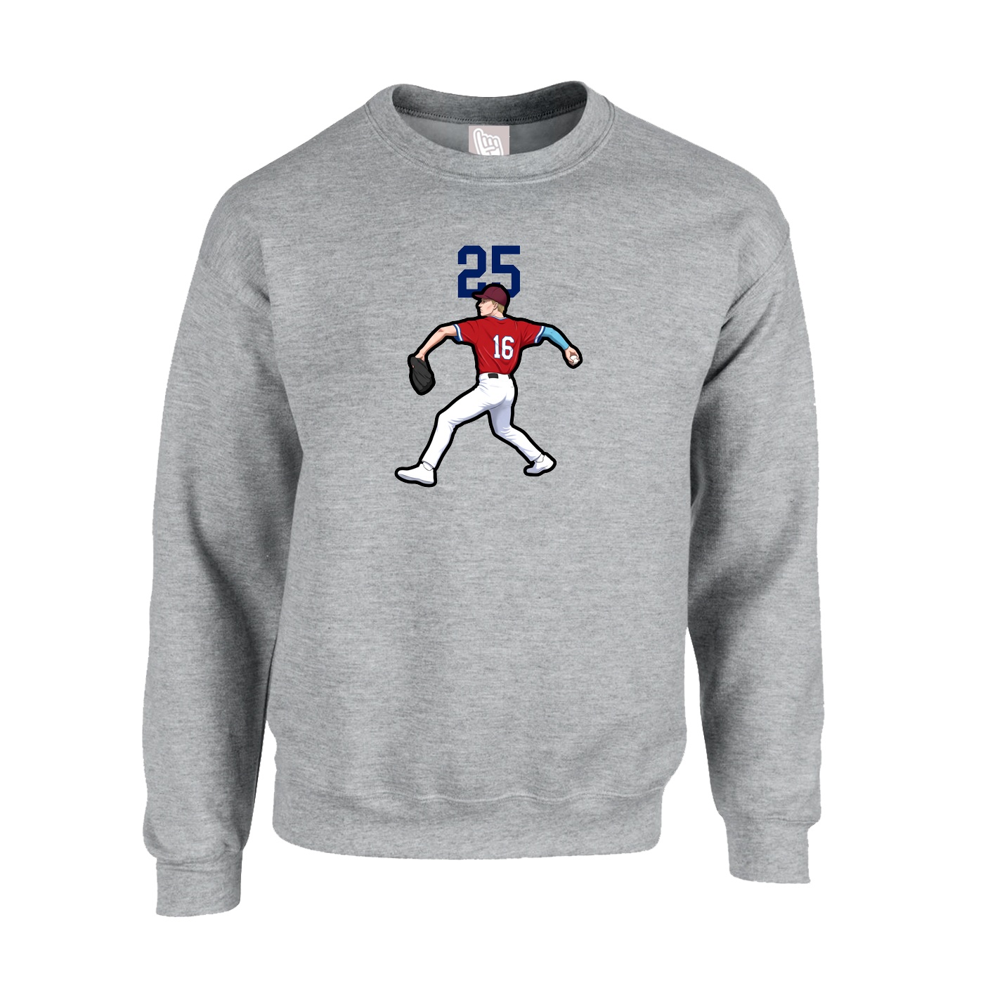 Fleece Crew — Number Top in Grey