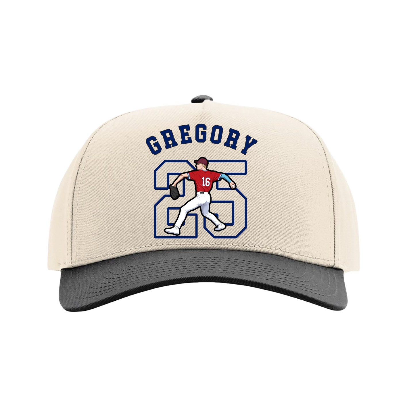 Full Fabric Five-Panel Champ Cap — Shirsey Arch in Cream/Black