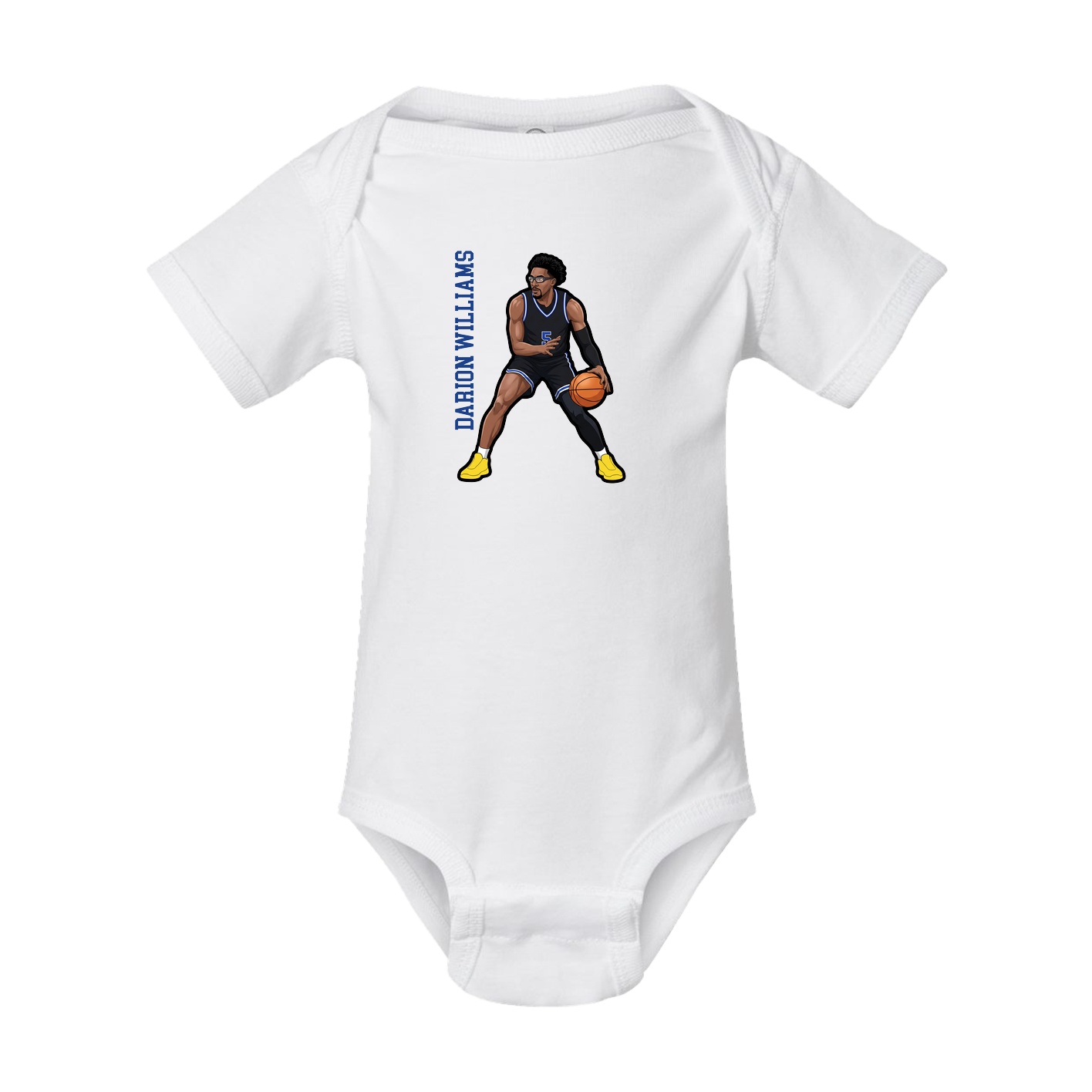 Baby Onesie — Name Vertical in White