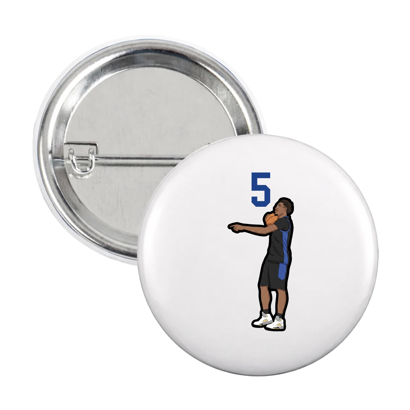 Game Day Button — Number Top in White
