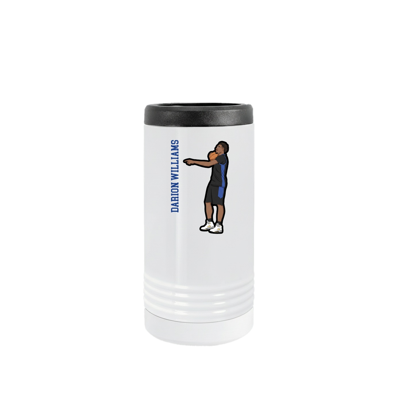 Slim Beverage Holder — Name Vertical in White