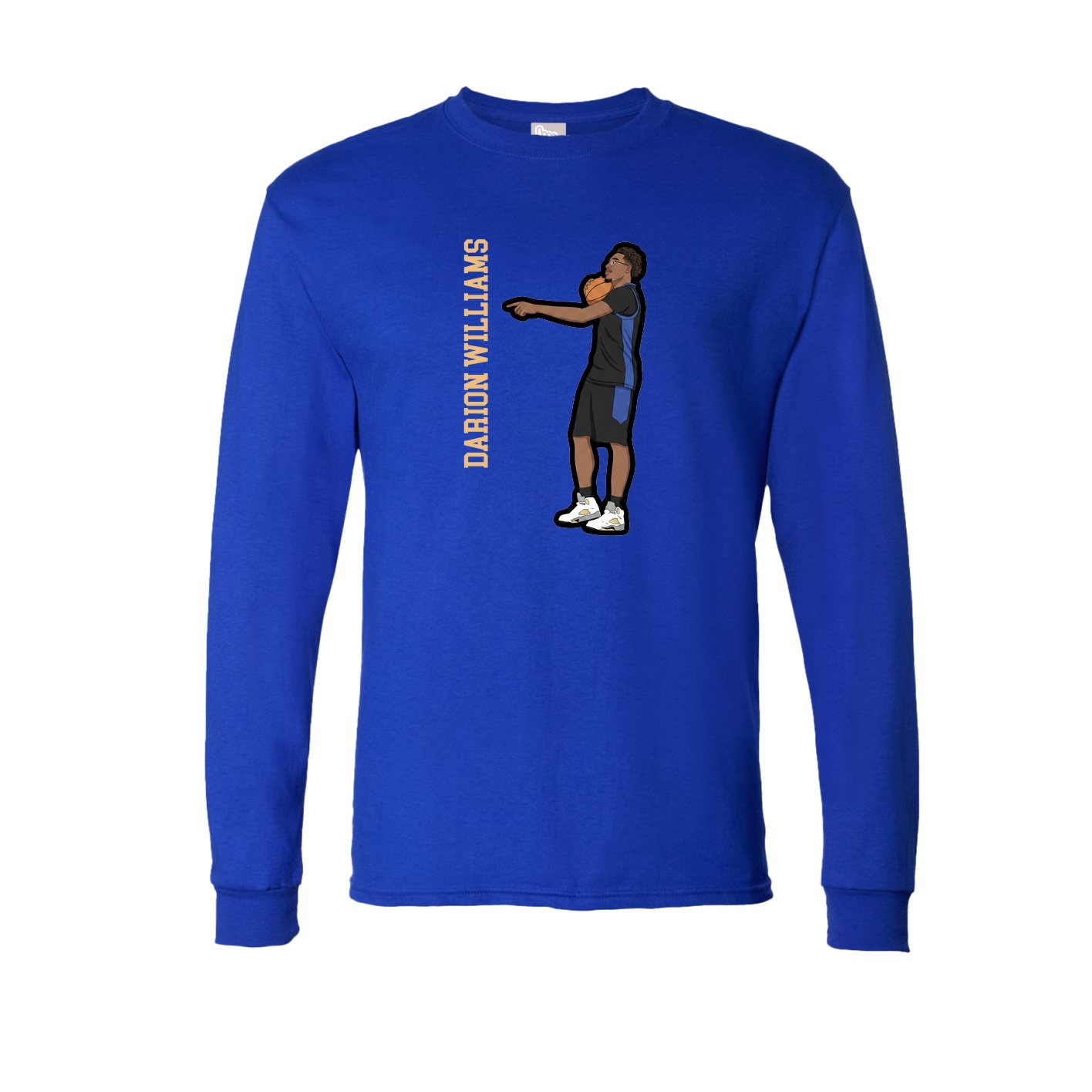 Long Sleeve Tee — Name Vertical in Royal