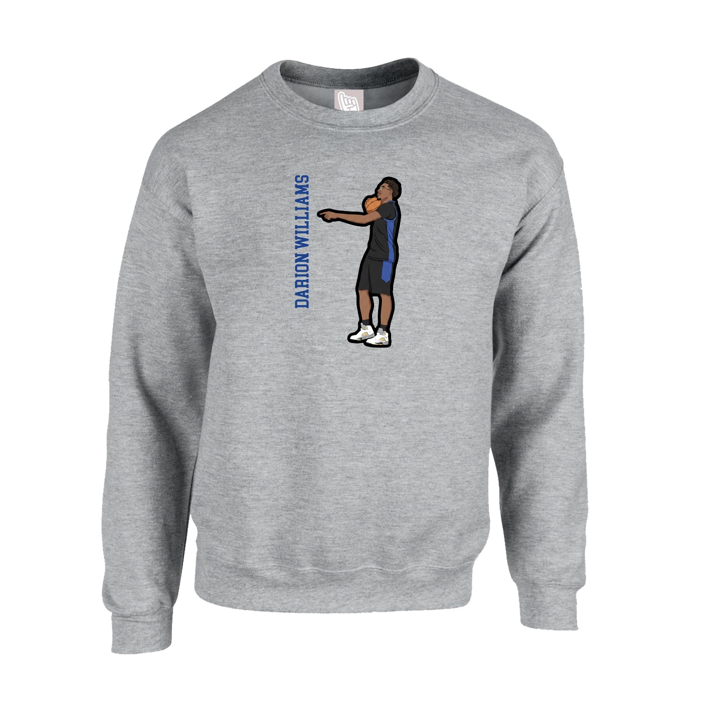 Fleece Crew — Name Vertical in Grey