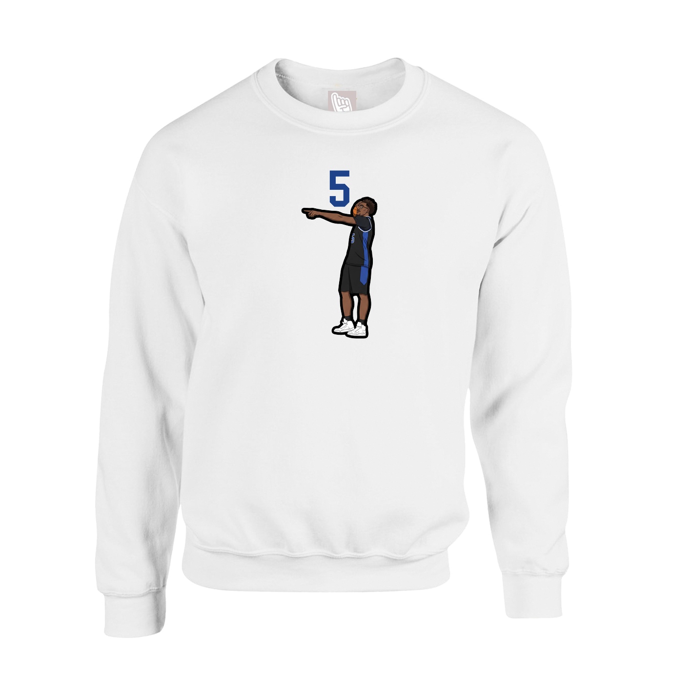 Fleece Crew — Number Top in White