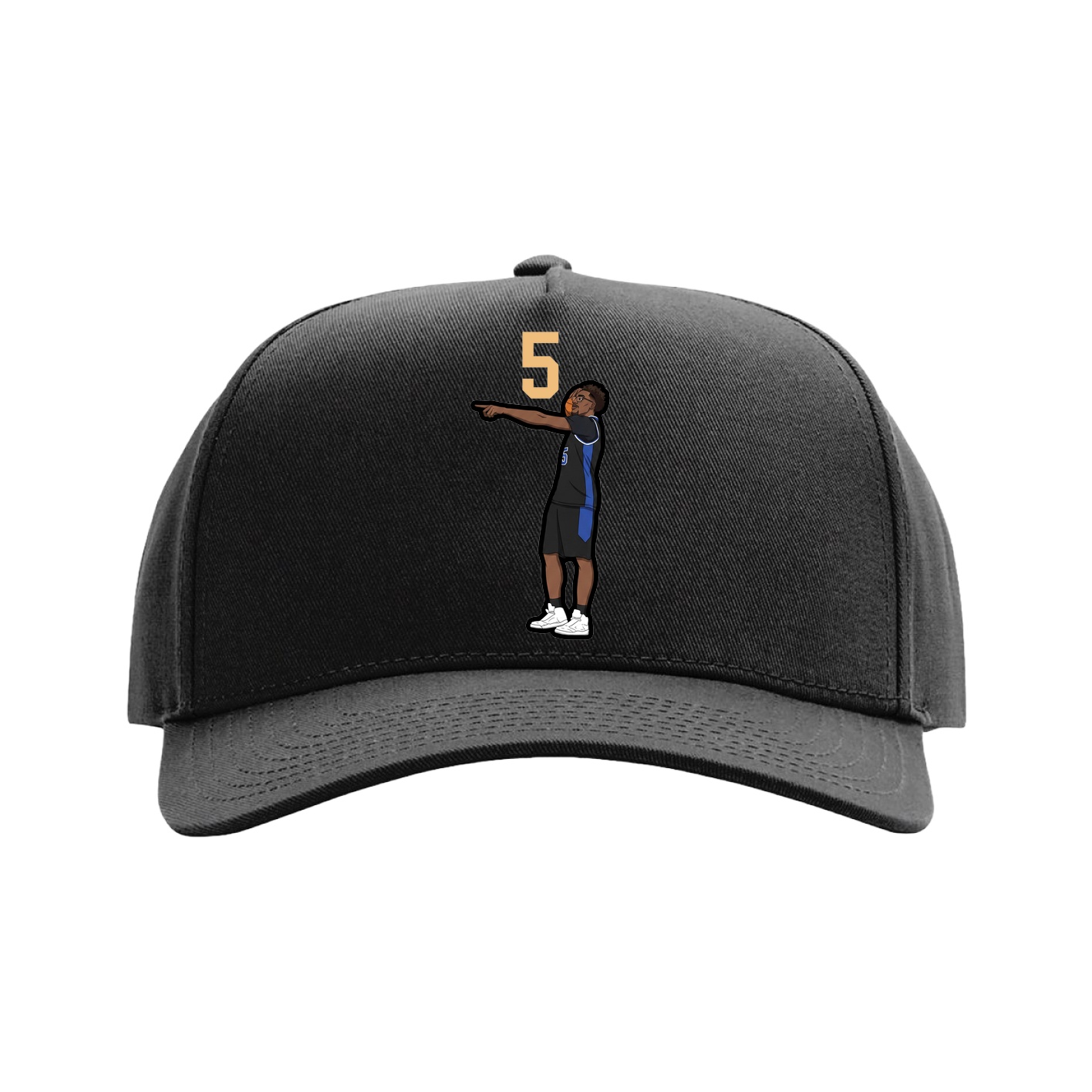 Full Fabric Five-Panel Champ Cap — Number Top in Black