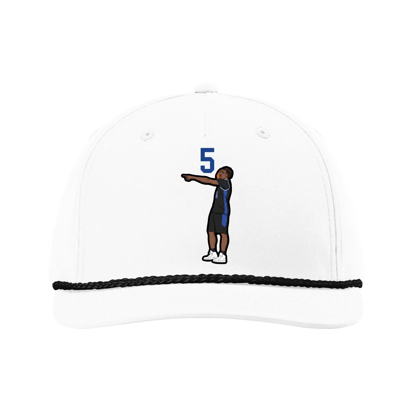 Five-Panel Classic Rope Cap — Number Top in White