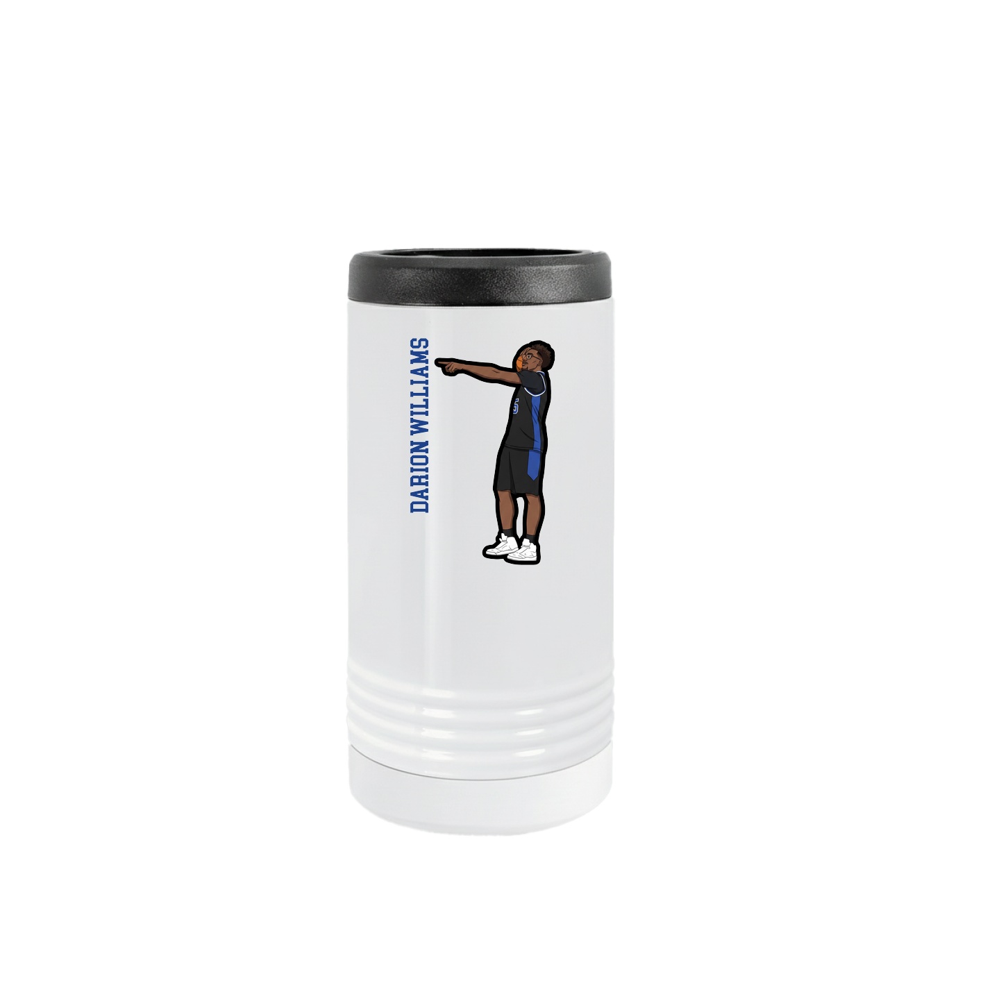 Slim Beverage Holder — Name Vertical in White