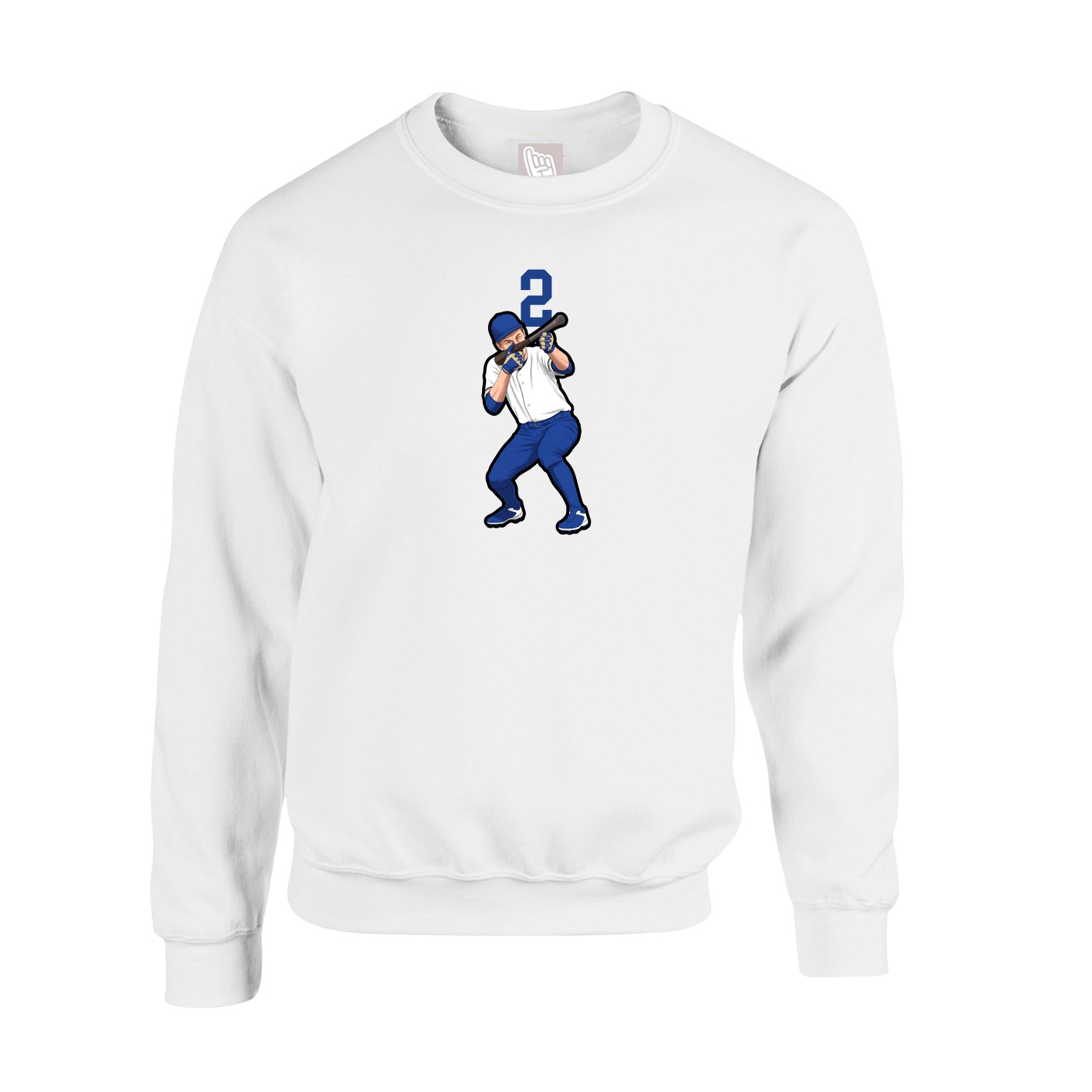 Fleece Crew — Number Top in White