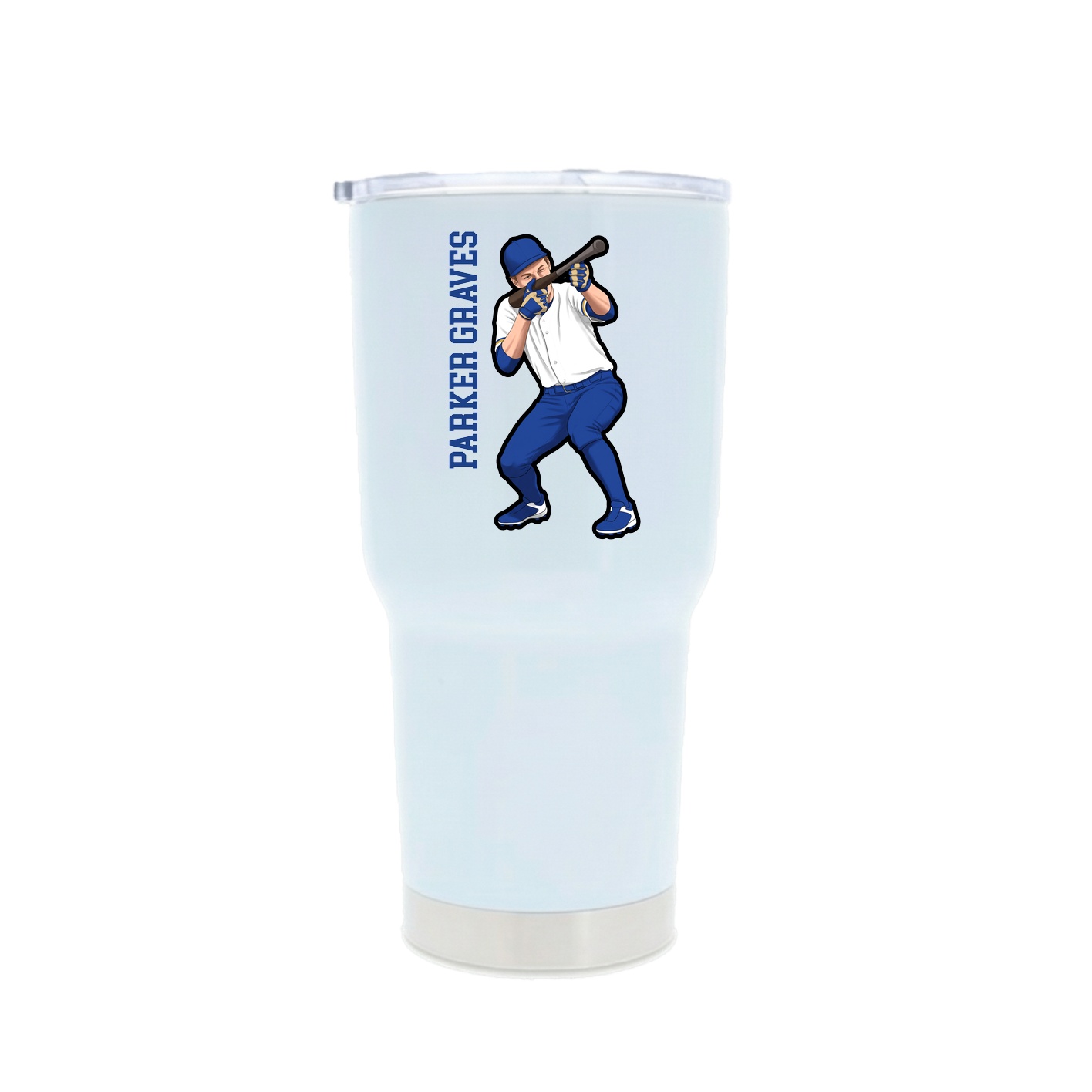 30oz Stainless Steel Tumbler — Name Vertical in White