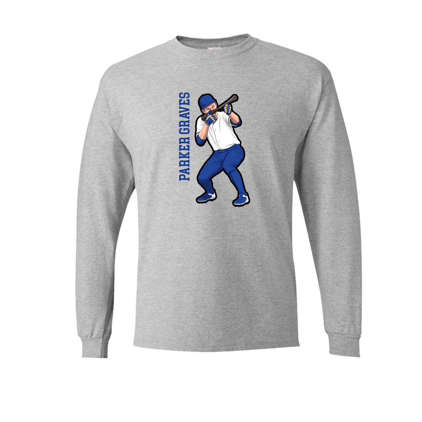 Long Sleeve Tee — Name Vertical in Grey