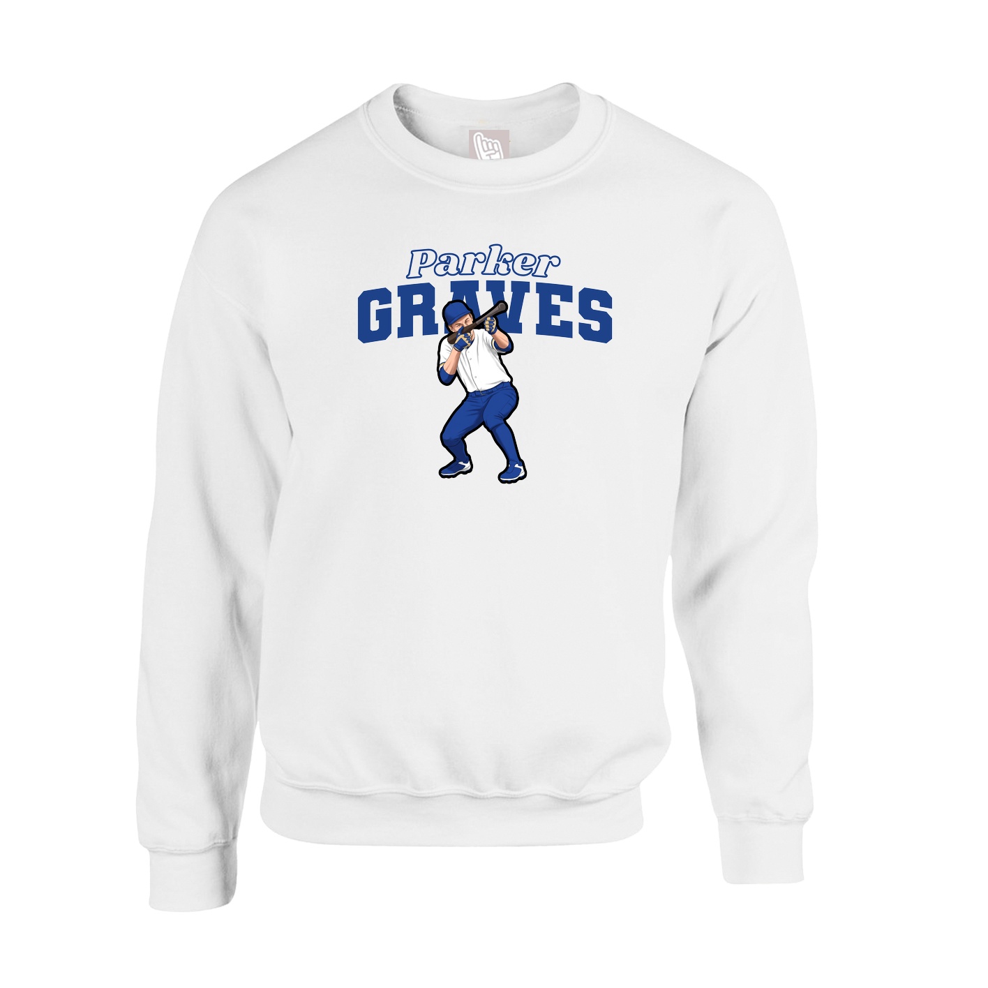 Fleece Crew — Name Arch in White