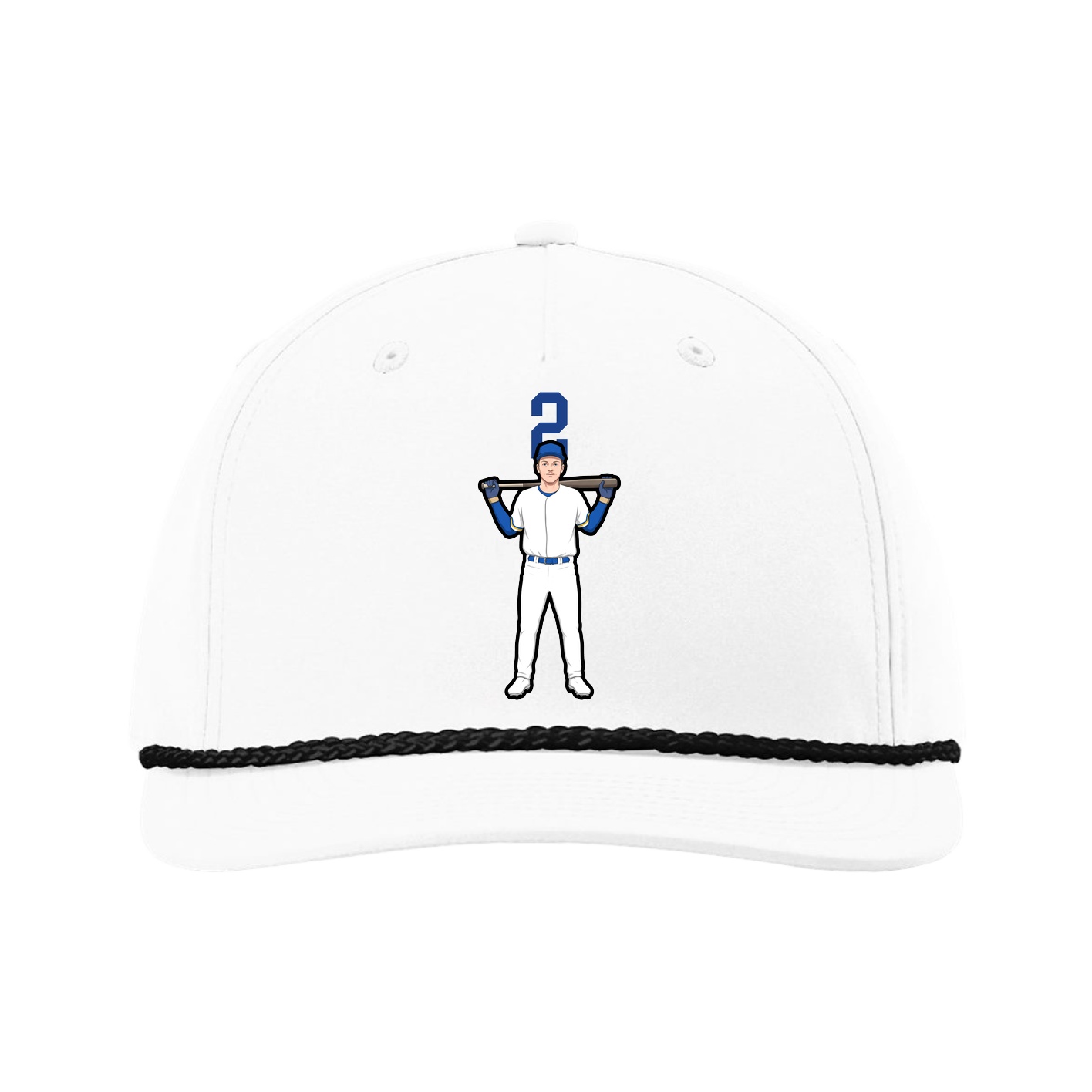 Five-Panel Classic Rope Cap — Number Top in White