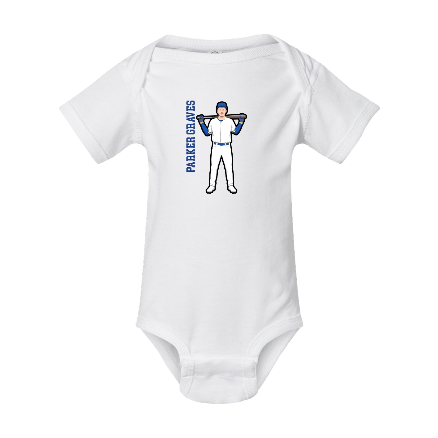 Baby Onesie — Name Vertical in White
