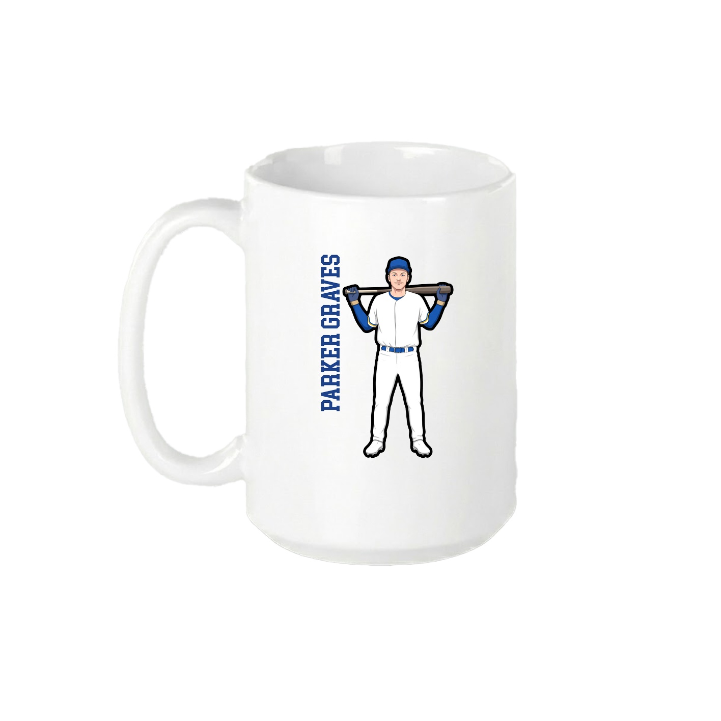 15oz Coffee Mug — Name Vertical in White