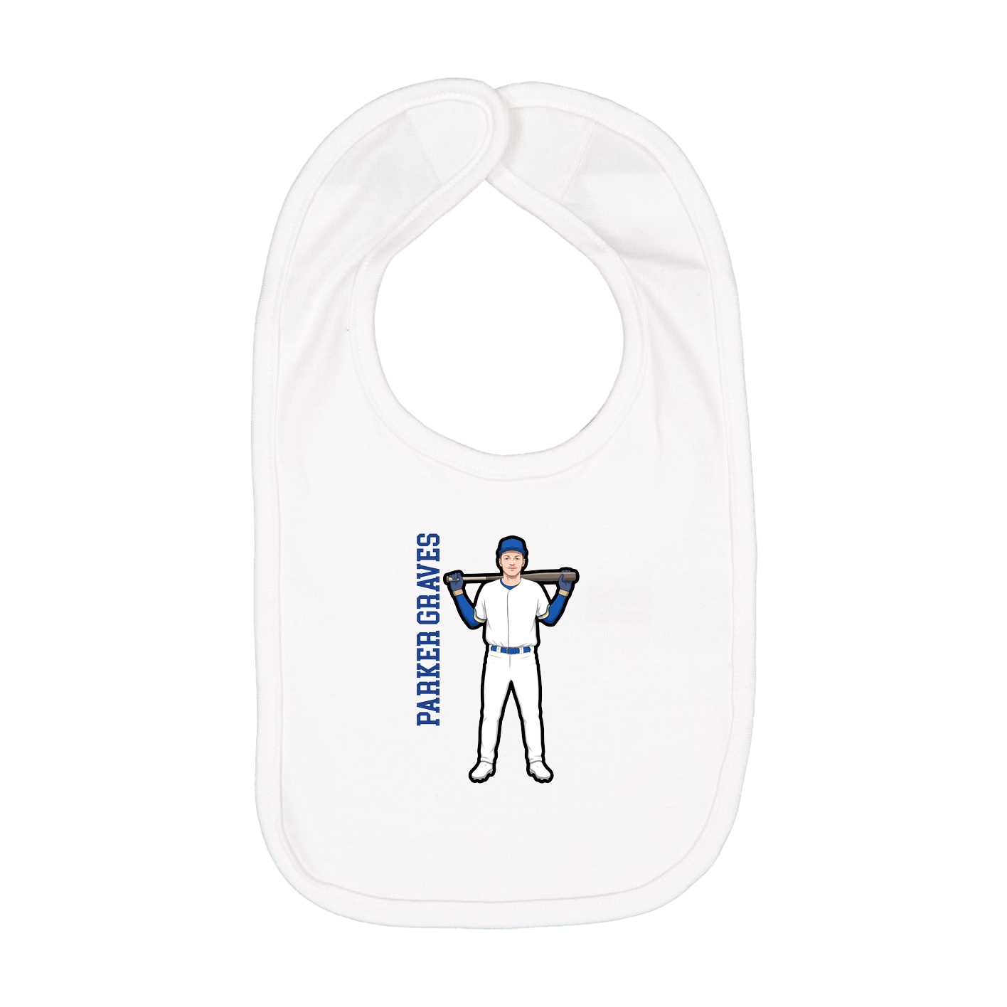 Infant Bib — Name Vertical in White