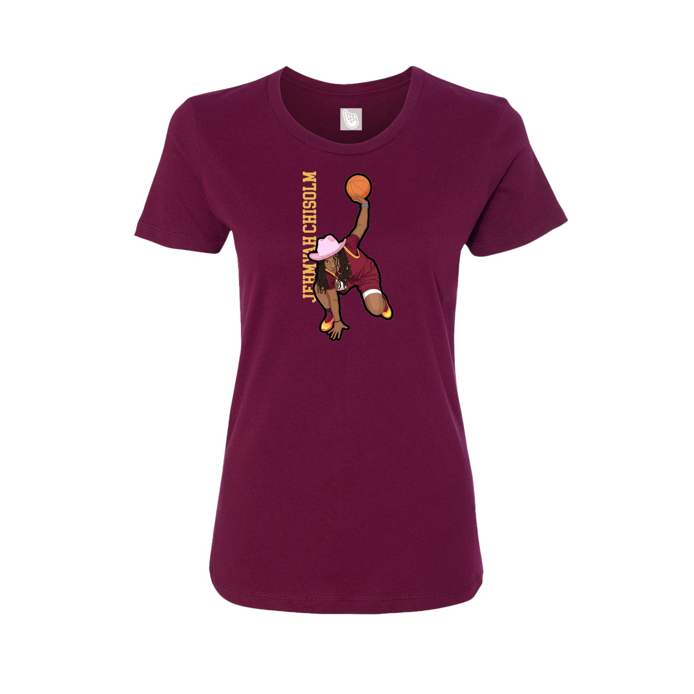 Fitted Women's Tee — Name Vertical in Maroon
