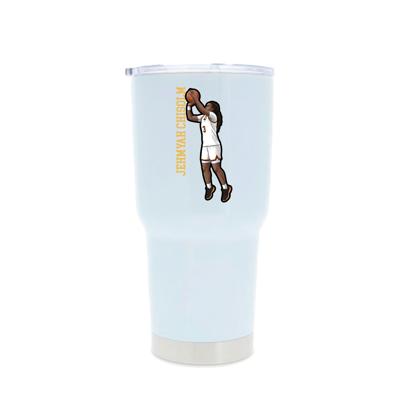 30oz Stainless Steel Tumbler — Name Vertical in White