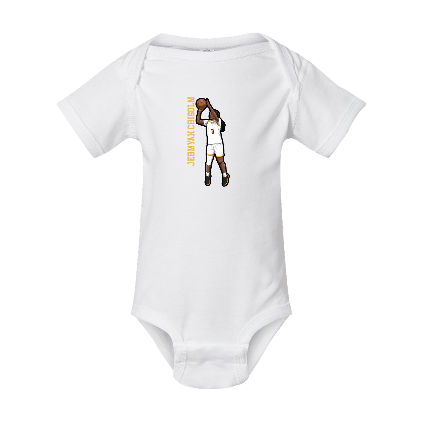 Baby Onesie — Name Vertical in White