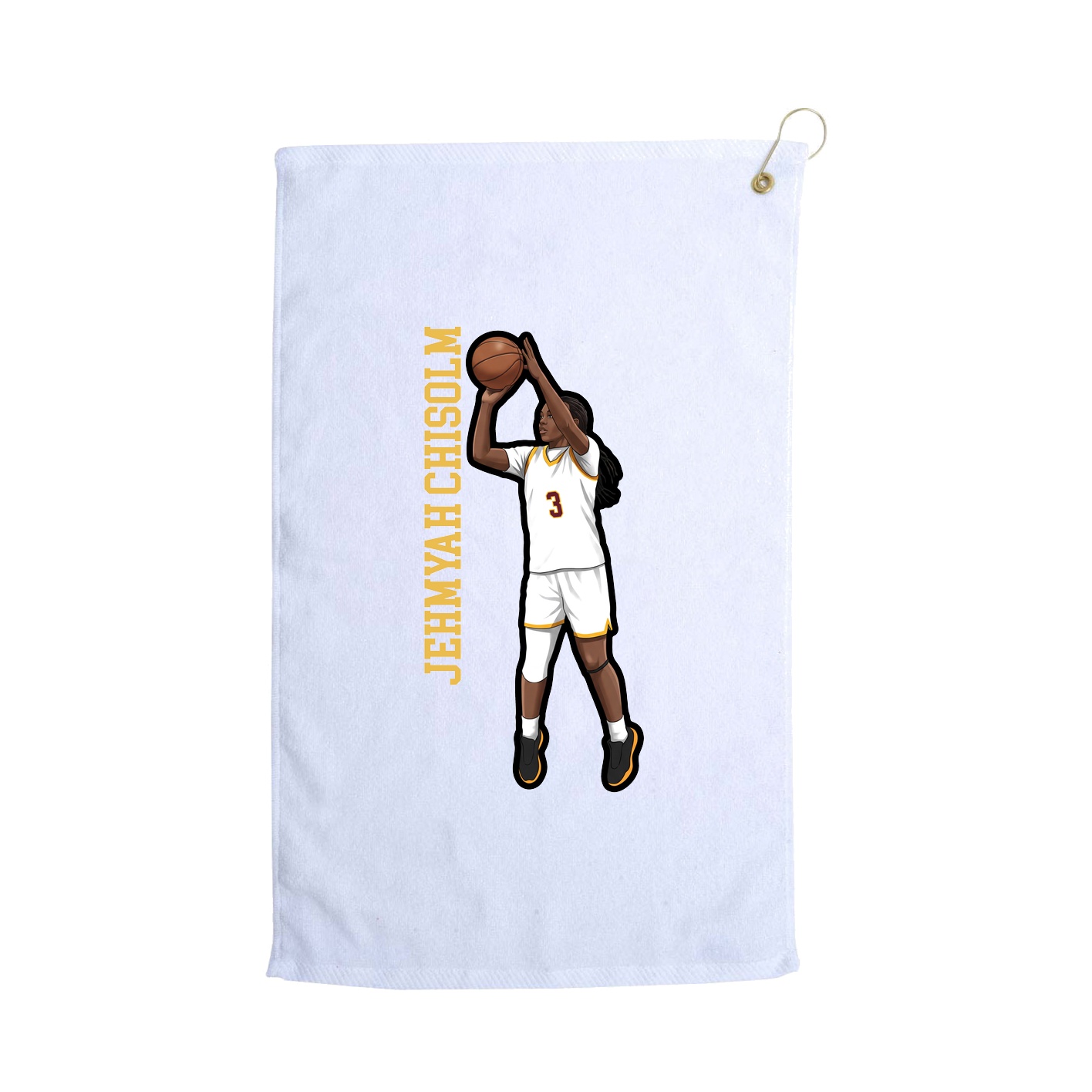 Golf Towel — Name Vertical in White