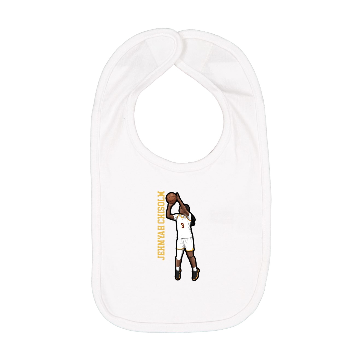 Infant Bib — Name Vertical in White