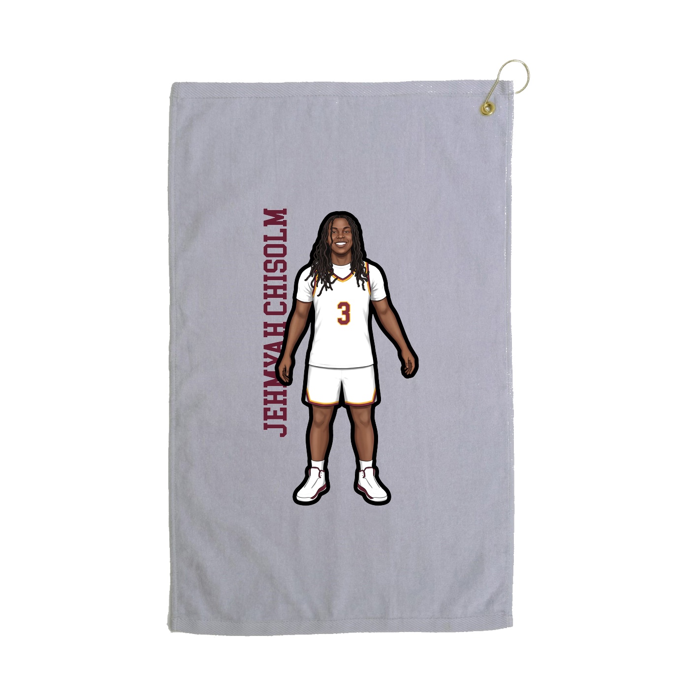 Golf Towel — Name Vertical in Grey