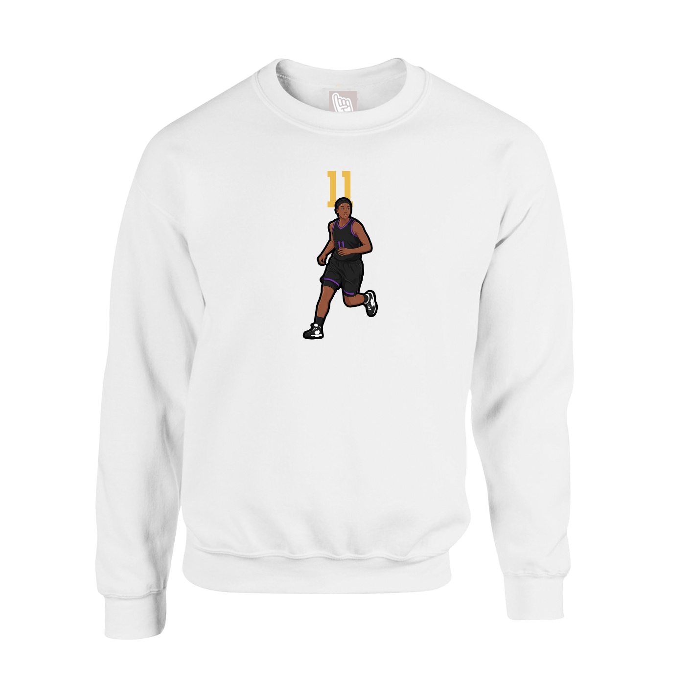 Fleece Crew — Number Top in White
