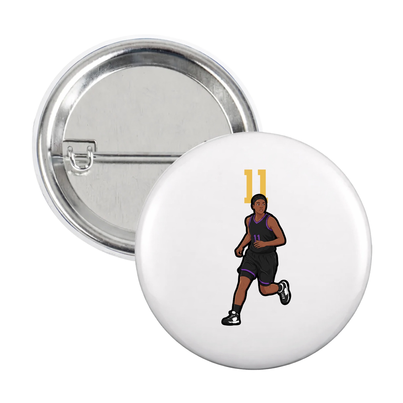 Game Day Button — Number Top in White