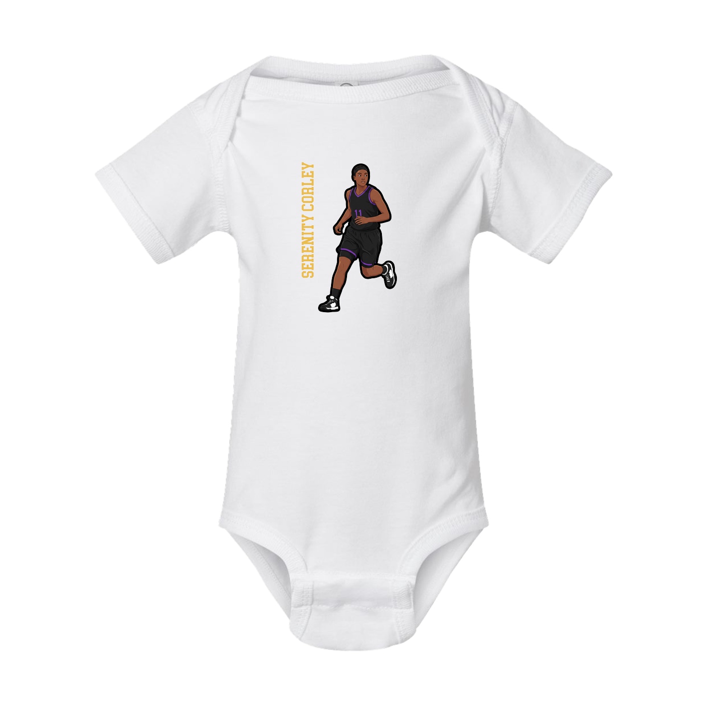 Baby Onesie — Name Vertical in White