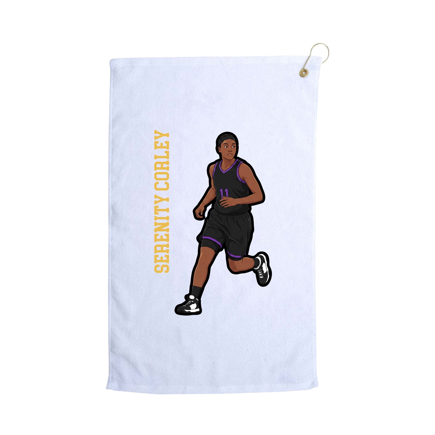 Golf Towel — Name Vertical in White