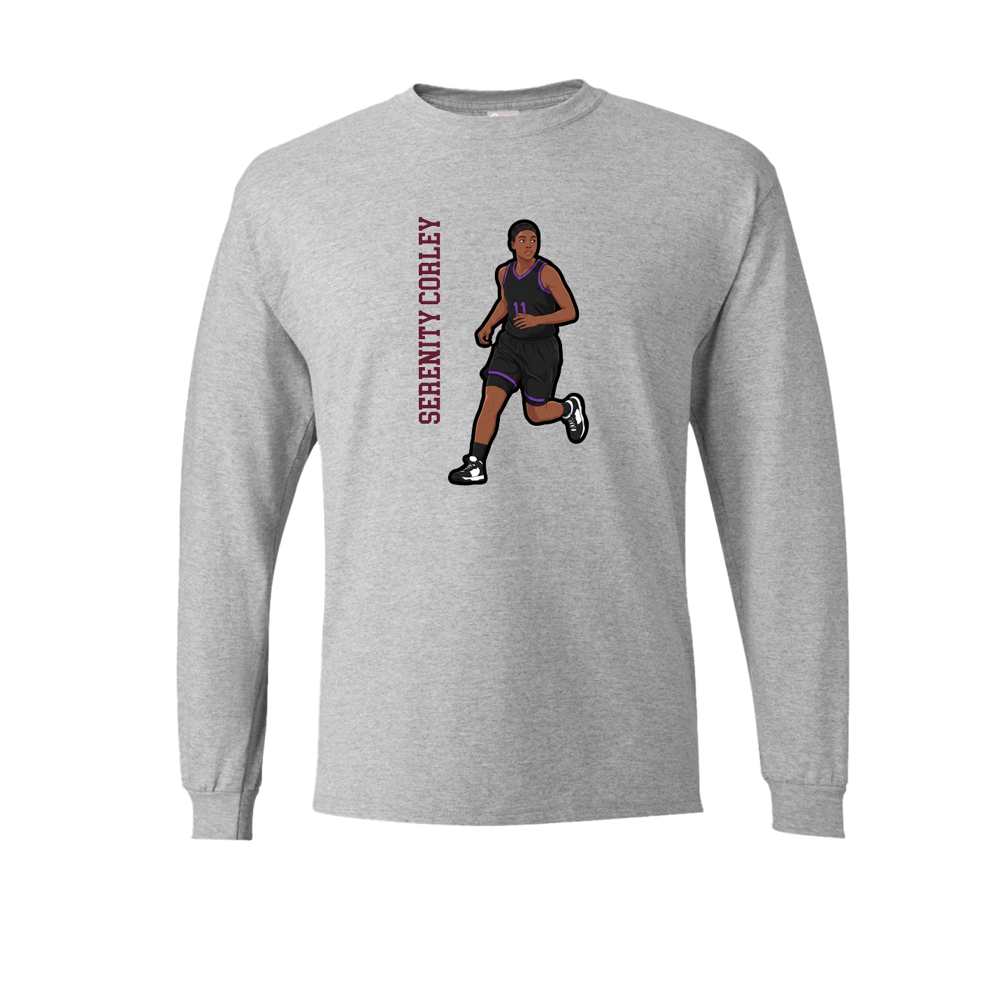 Long Sleeve Tee — Name Vertical in Grey