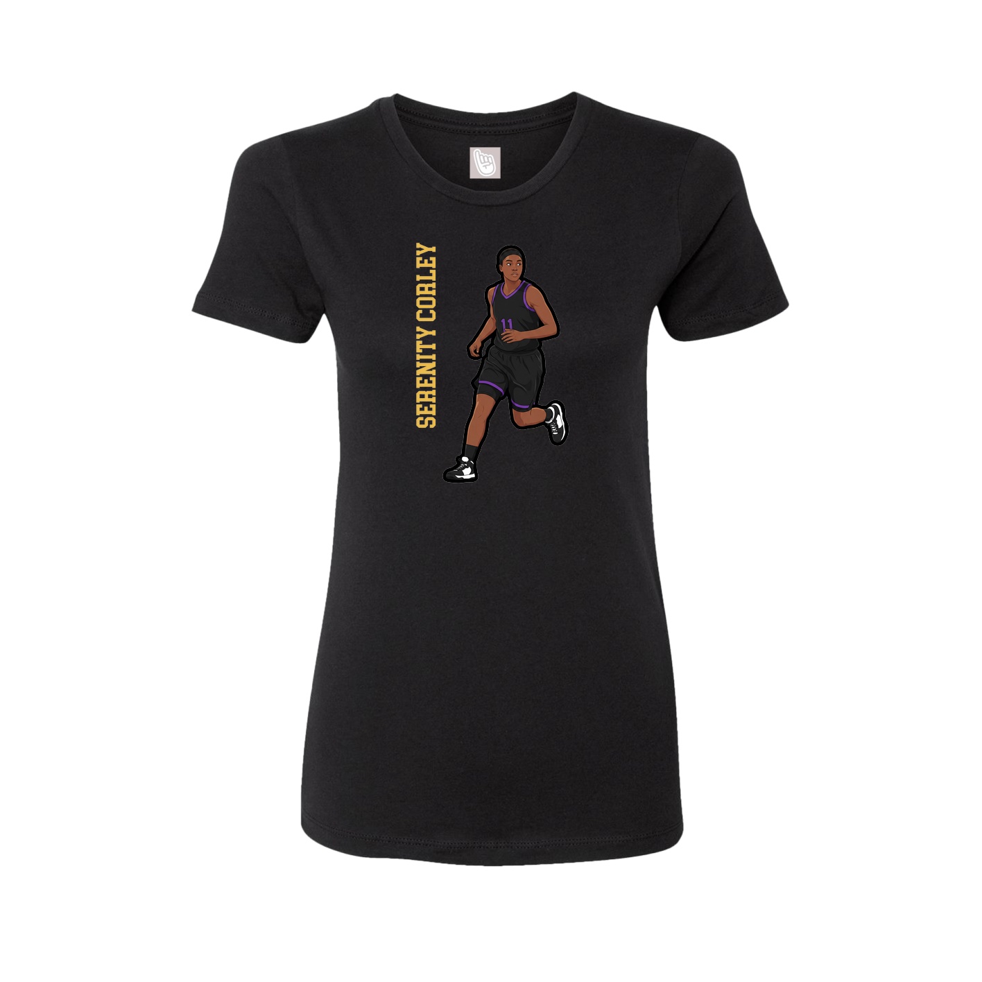 Womens Tee — Name Vertical in Black