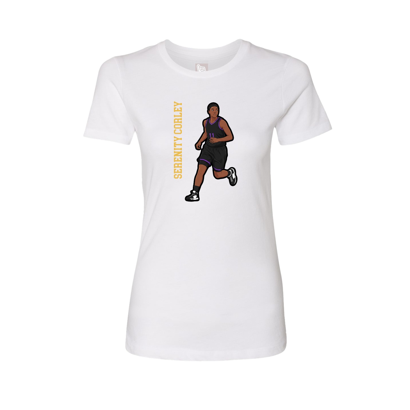 Fitted Women's Tee — Name Vertical in White