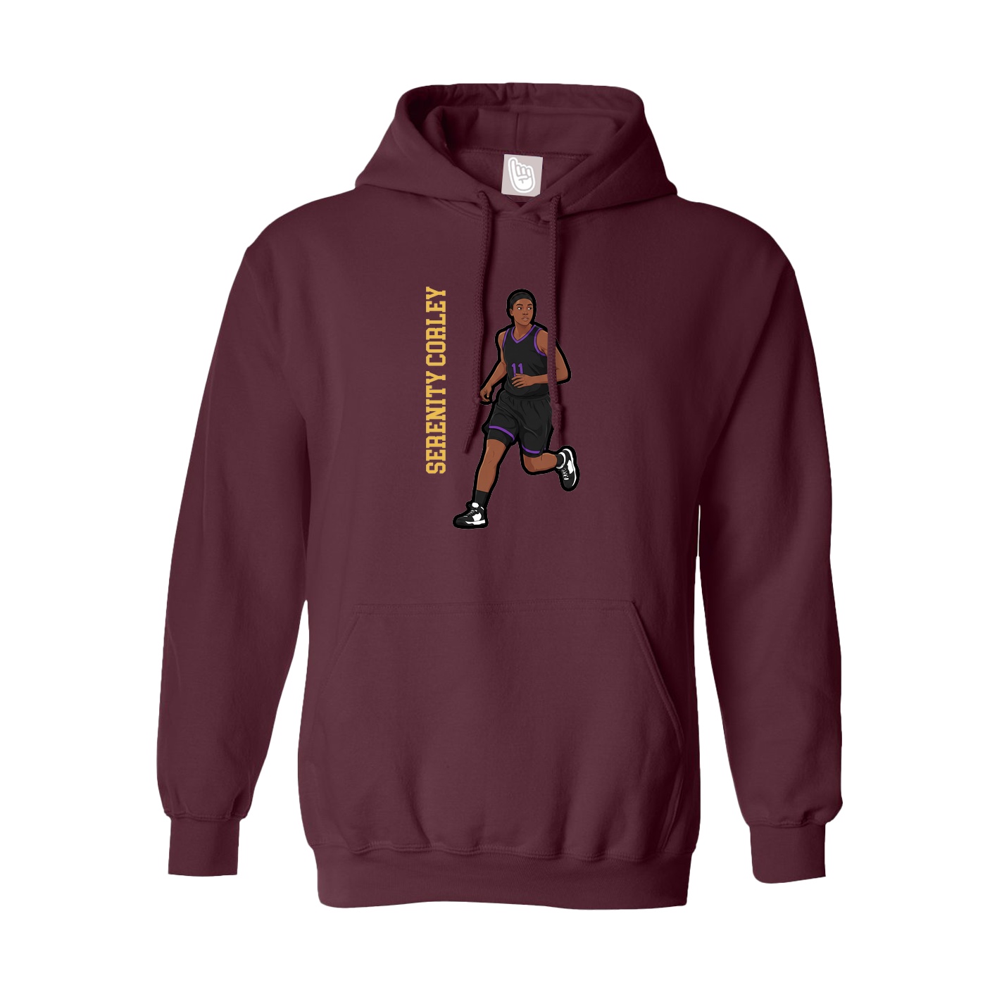 Hoodie — Name Vertical in Maroon