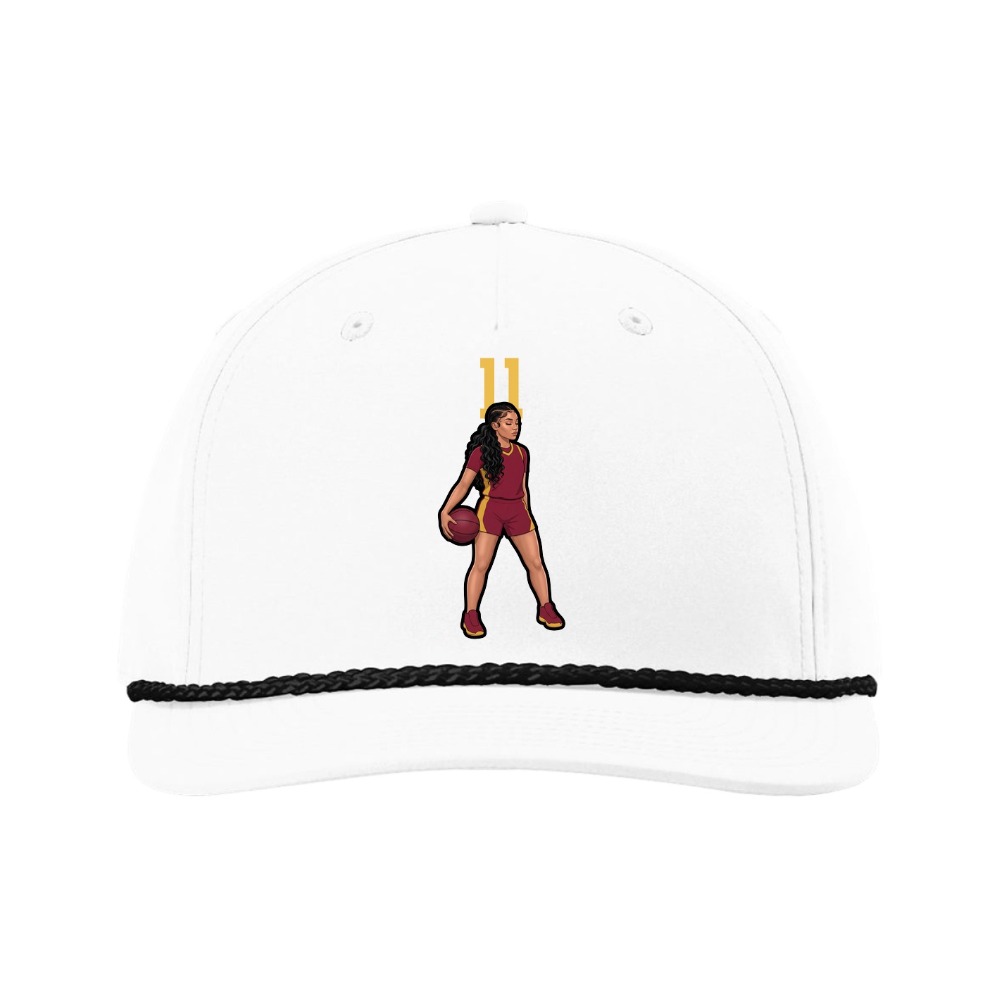 Five-Panel Classic Rope Cap — Number Top in White