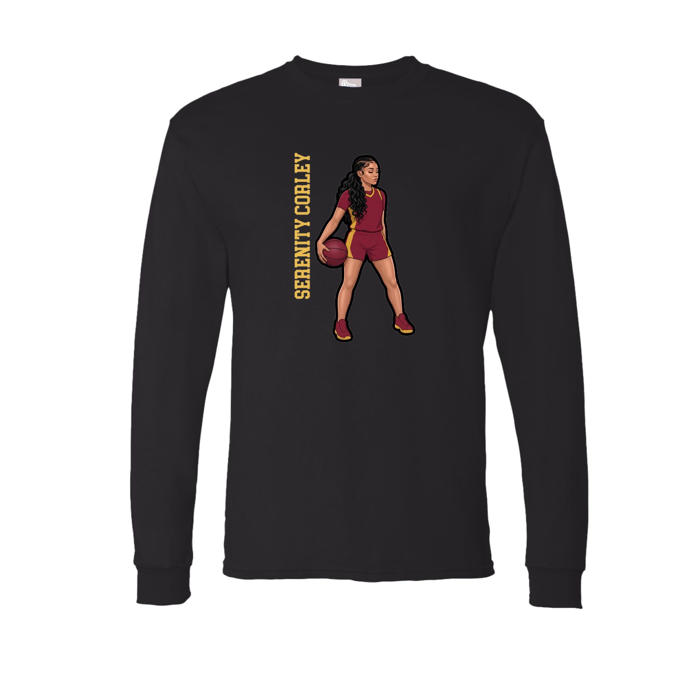 Long Sleeve Tee — Name Vertical in Black
