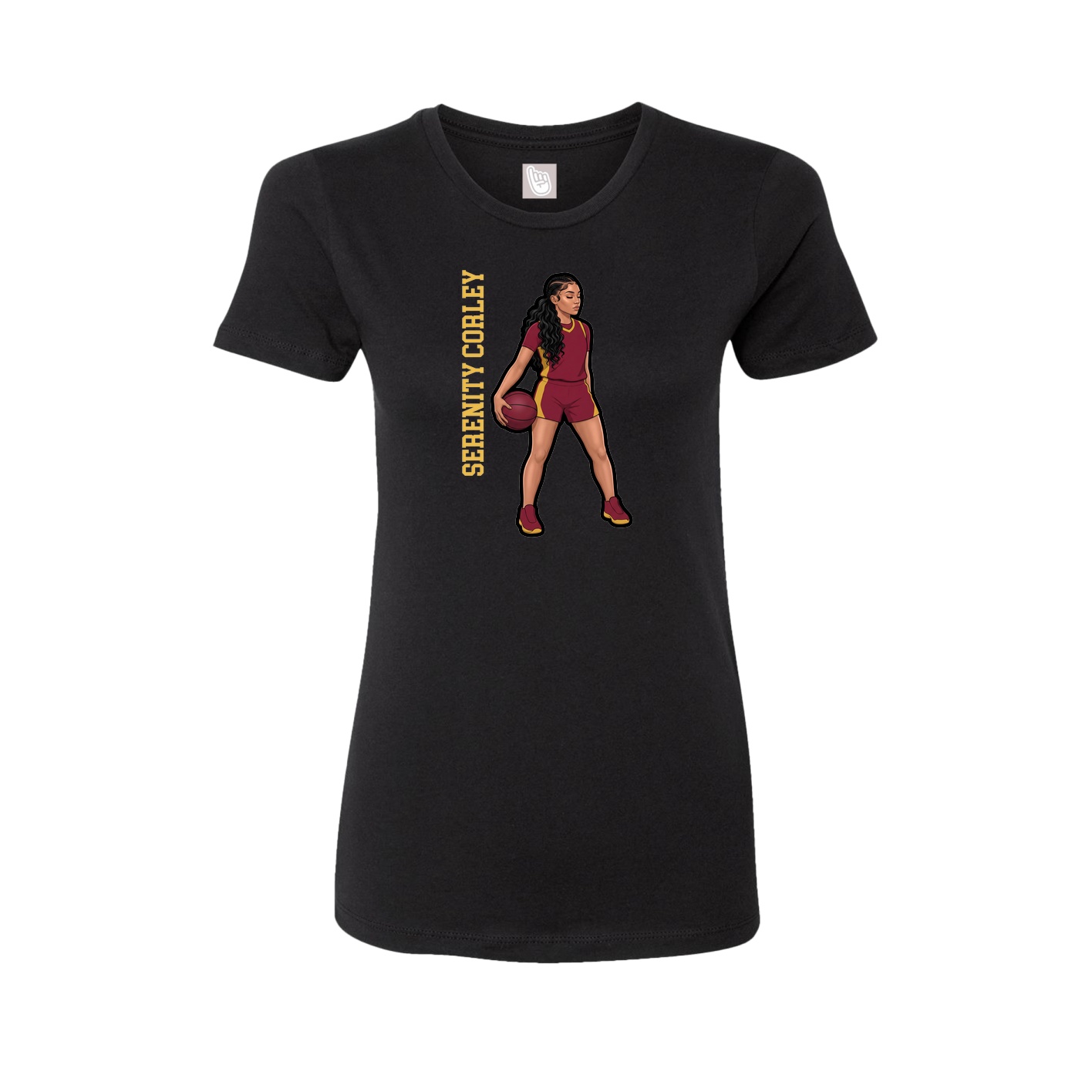 Womens Tee — Name Vertical in Black
