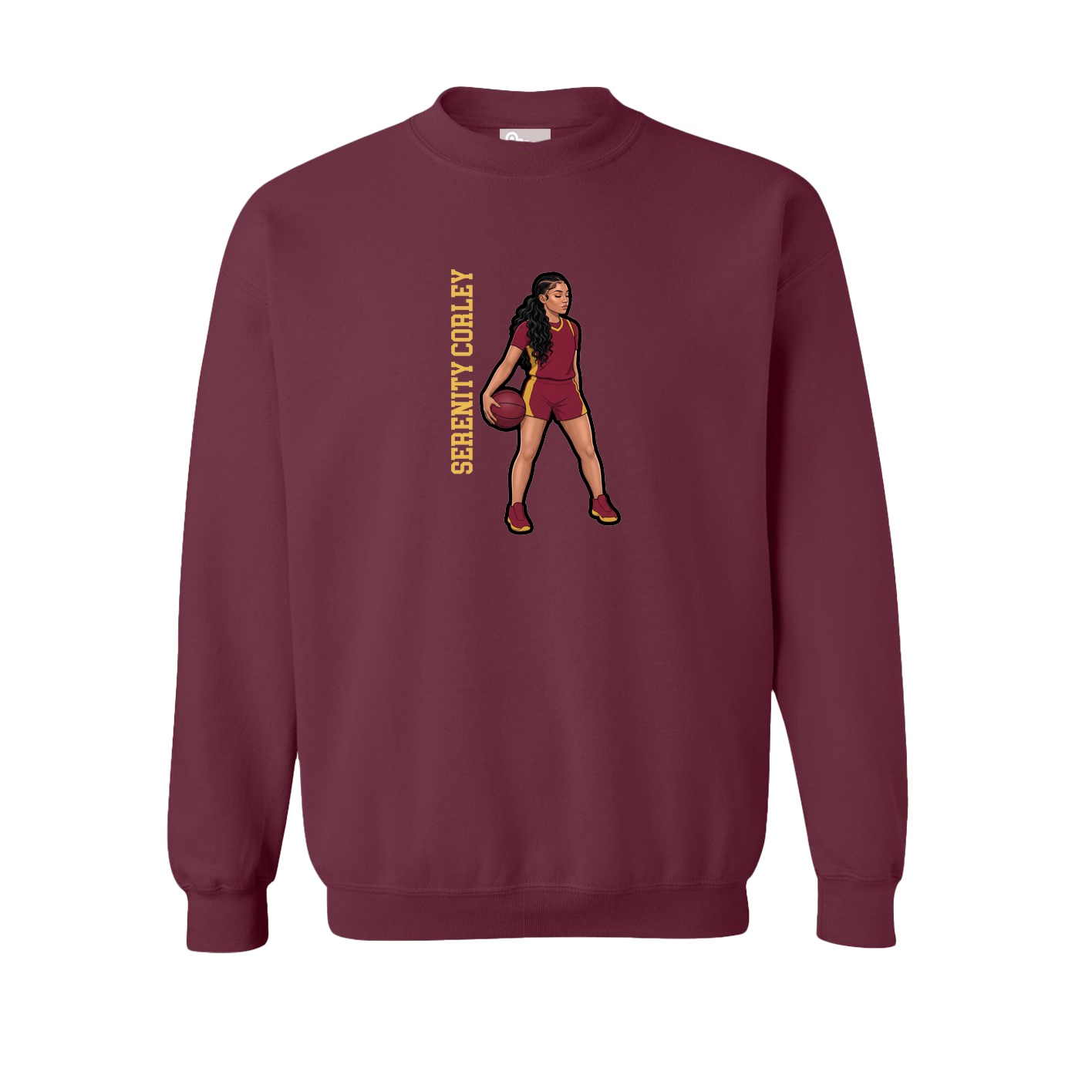 Fleece Crew — Name Vertical in Maroon